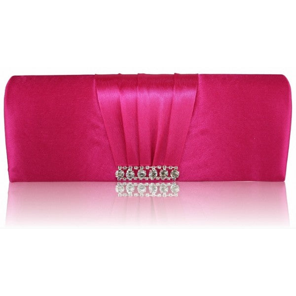 Pink Crystal Satin Clutch/Evening Bag - Asian Party Wear