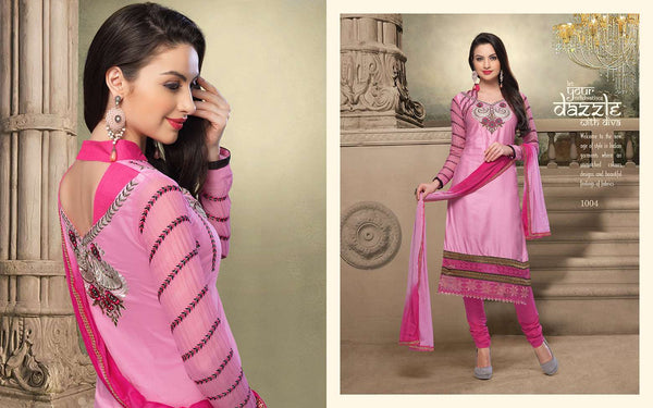 Pink NITA PARTY WEAR LONG STRAIGHT SALWAR KAMEEZ - Asian Party Wear