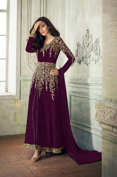 Purple Evening Party Dress Bridesmaid Indian Suit - Asian Party Wear