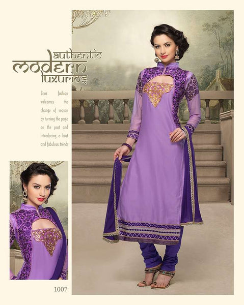 Purple  NITA PARTY WEAR LONG STRAIGHT SALWAR KAMEEZ - Asian Party Wear