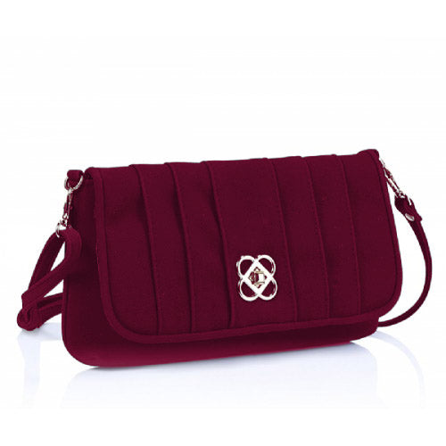 Purple Suede Fashion Handbag - Asian Party Wear