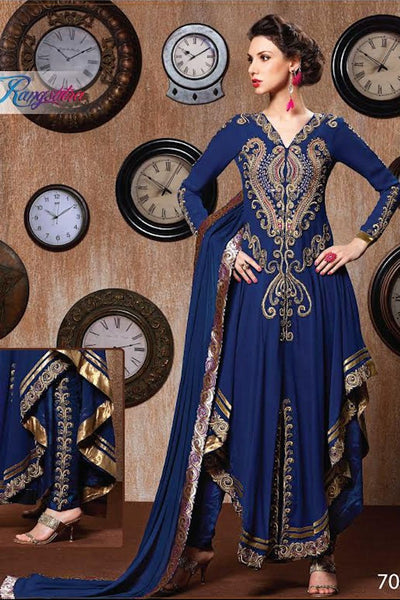 RANGSUTRA 7001 BLUE GEORGETTE ANARKALI STYLE DRESS - Asian Party Wear