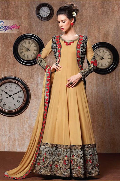 RANGSUTRA 7005 YELLOW GEORGETTE ANARKALI STYLE DRESS - Asian Party Wear