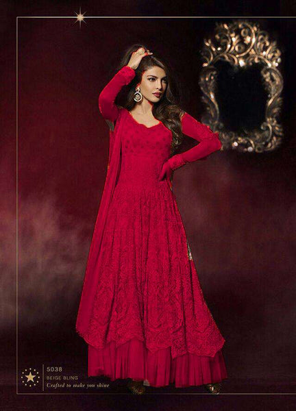 Red Priyanka Chopra HEROINE Lime Light Designer Dress - Asian Party Wear
