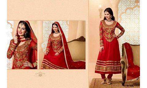 Red Zisa Designer Party Anarkali Suit - Asian Party Wear