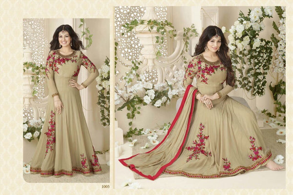 CREAM AYESHA TAKIA EMBROIDERED ANARKALI GOWN - Asian Party Wear