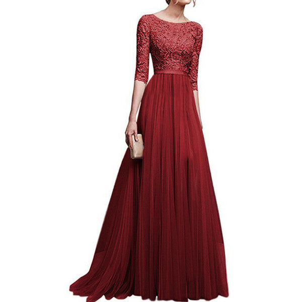Berry Red Designer Long Party Prom Dress - Asian Party Wear