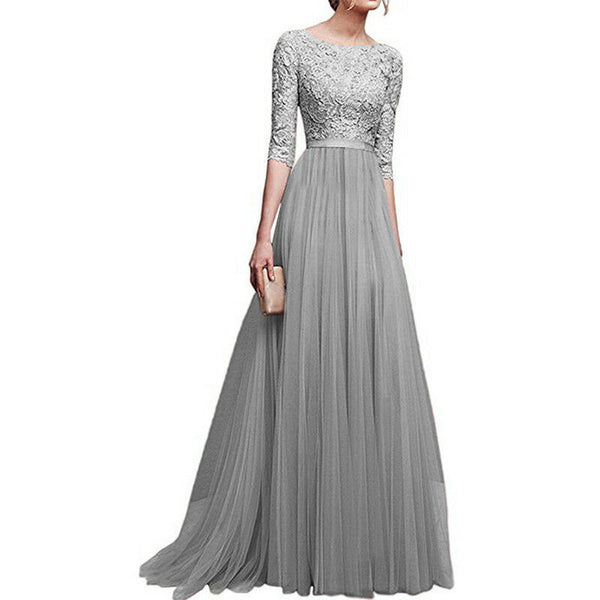 Sleet Grey Designer Long Party Prom Dress - Asian Party Wear