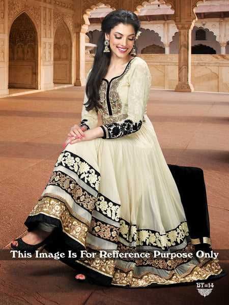 WHITE FLOOR LENGTH PARTY WEAR INDIAN ANARKALI DRESS - Asian Party Wear