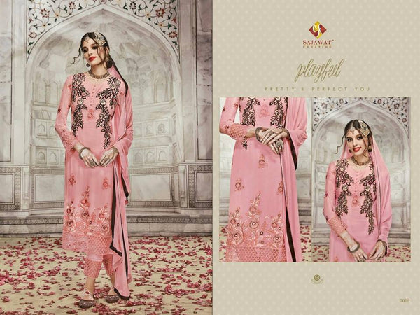 SJ5002 PINK SAJAWAT MUMTAZ-2 EMBROIDERED SALWAR KAMEEZ - Asian Party Wear
