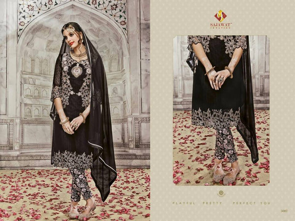 SJ5007 BLACK SAJAWAT MUMTAZ-2 EMBROIDERED SALWAR KAMEEZ - Asian Party Wear