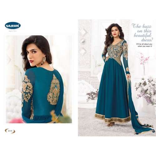 SNORKEL BLUE KRITI SANON SUAVE DESIGNER WEAR ANARKALI - Asian Party Wear