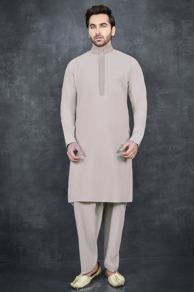 Taupe Kurta Salwar Suit Pakistani Designer Menswear - Asian Party Wear