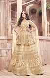 21001 ZOYA ENGAGED GOLD HEAVY EMBELLISHED GOWN - Asian Party Wear