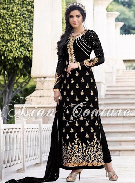 Artistic Black Party Wear Embroidered Salwar Kameez - Asian Party Wear