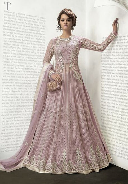 PINK LAVENDER INDIAN DESIGNER WEDDING AND BRIDAL GOWN - Asian Party Wear