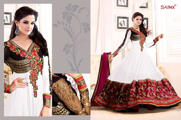 White SATHIYA BY SAINX DESIGNER WEAR ANARKALI - Asian Party Wear