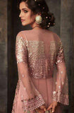 Rose Pink Detailed Embroidered Bridal Gown - Asian Party Wear