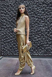 16003 Golden Zoya Crystal -Wedding Indian Lehenga - Asian Party Wear