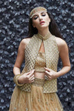 16003 Golden Zoya Crystal -Wedding Indian Lehenga - Asian Party Wear