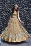 16003 Golden Zoya Crystal -Wedding Indian Lehenga - Asian Party Wear