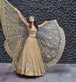 16003 Golden Zoya Crystal -Wedding Indian Lehenga - Asian Party Wear