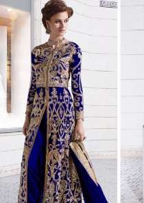Navy Blue Wedding Suit Heavy Bridesmaid Outfit - Asian Party Wear