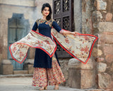 Blue Floral SIndhi Punjabi Style Salwar Suit