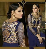Navy Blue Royal Georgette Pant Style Designer Suit