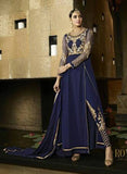 Navy Blue Royal Georgette Pant Style Designer Suit