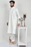 Cream Plain Eid Kurta for Men - Asian Party Wear