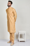 Dull Gold Indian Silk Mens Kurta Pajama - Asian Party Wear