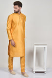 Mustard Raw Silk Formal Kurta Pajama - Asian Party Wear