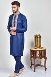 Navy Blue Embroidered Fancy Mens Kurta Pajama - Asian Party Wear