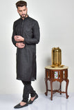 Black Embroidered Kurta Pajama for Pakistani Men - Asian Party Wear