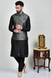 Grey Indian Mens Kurta Pajama Waistcoat - Asian Party Wear