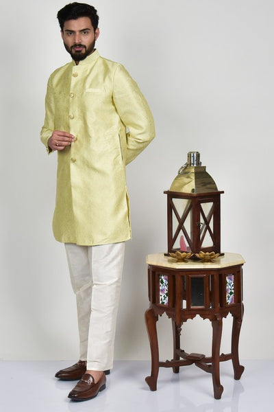 Fawn Indian Mens Ethnic Wedding Kurta Pajama - Asian Party Wear