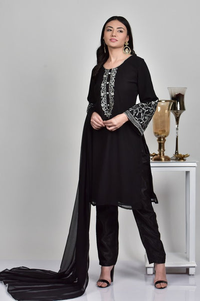 BLACK GEORGETTE PUNJABI SALWAR SUIT