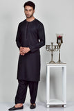 Black Indian Pakistani Embroidered Designer Kurta Pajama - Asian Party Wear