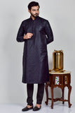 Navy Blue Evening Wear Kurta Pajama for Men - Asian Party Wear