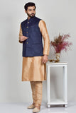 Navy Blue Nehru Style Waistcoat - Asian Party Wear