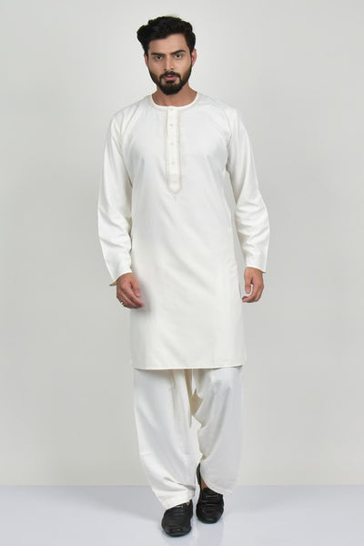 White Stitch Kurta Shalwar for Men - Asian Party Wear