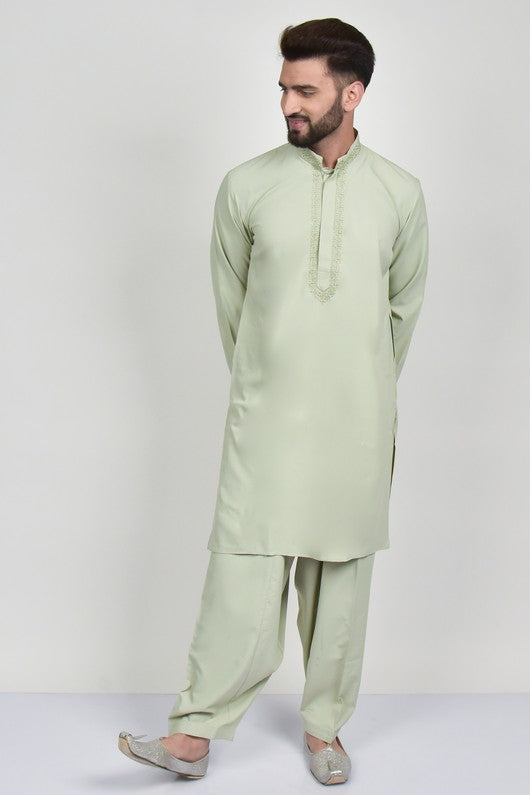 Pista Embroidered Mens Kurta Shalwar Set - Main Image