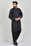 Black Pakistani Designer Embroidered Kurta Shalwar - Asian Party Wear