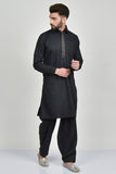 Black Stylish Kurta Shalwar Pakistani Mens Suit - Asian Party Wear