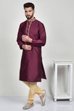 Maroon Embroidered Formal Mens Kurta Pajama - Asian Party Wear