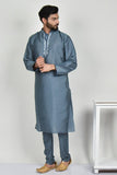 Grey Indian Embroidered Ethnic Kurta Pajama - Asian Party Wear