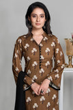 BROWN & BLACK CREPE PRINTED READYMADE SALWAR SUIT