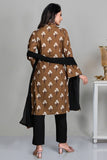 BROWN & BLACK CREPE PRINTED READYMADE SALWAR SUIT