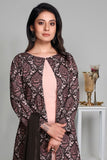 PEACH & CHOCO PRINTED JACKET STYLE READYMADE SUIT